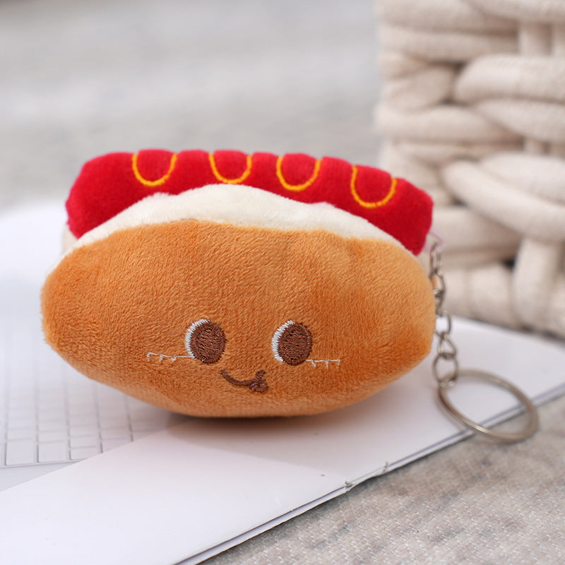 Wholesale Cute Hamburg Hot Dog Chicken Leg Plush Pendant Keychain